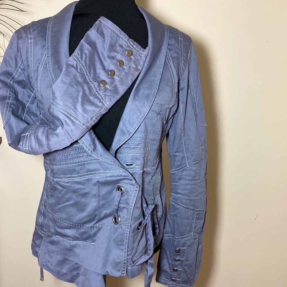Women’s R 867 Moto utility jacket blazer coat  L XL gray blue excellent